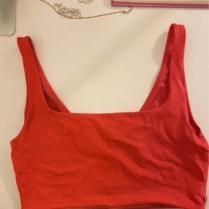 Lululemon Athletica Red Fitted Crop Tank Top